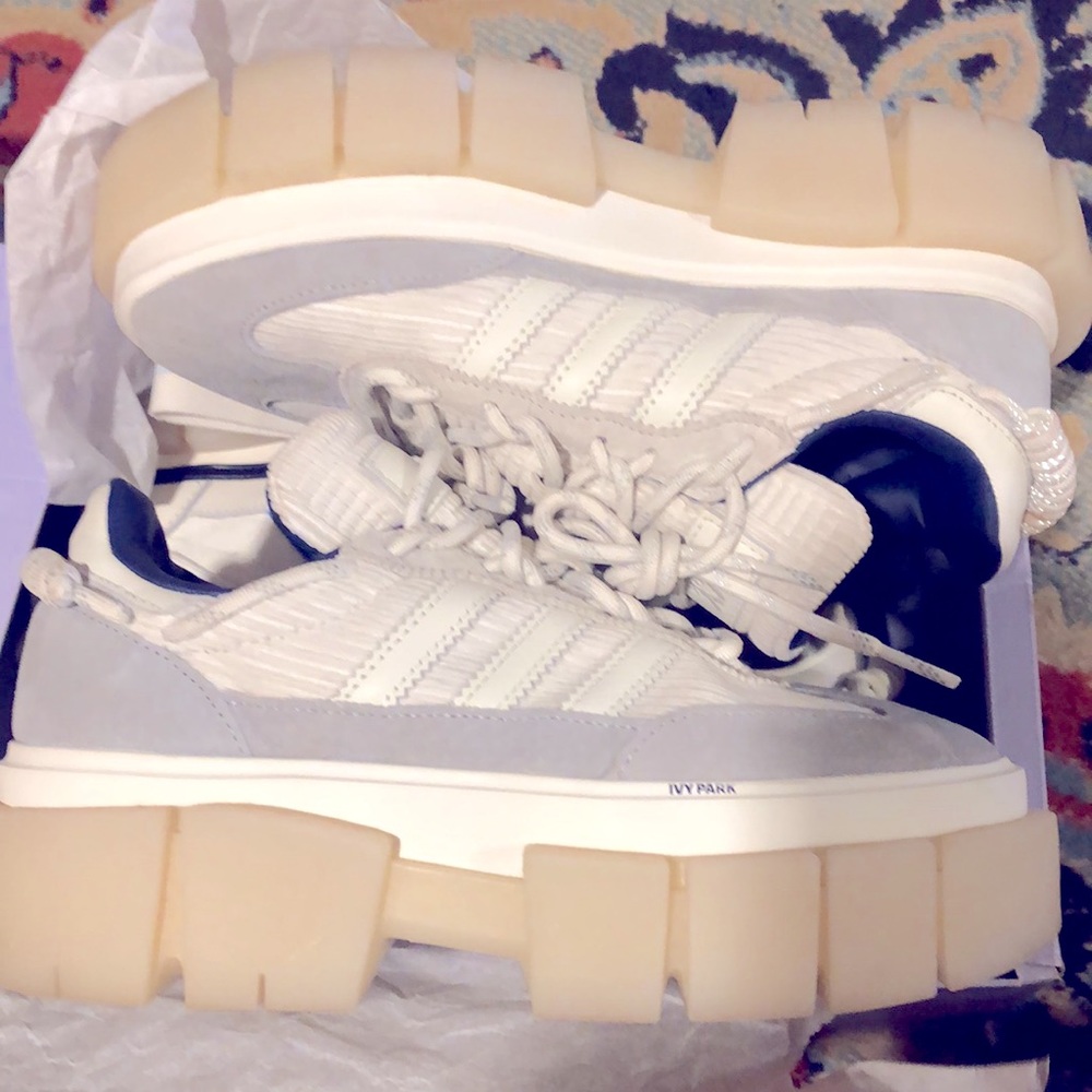 IVY PARK adidas IVP Super Sleek Chunky Platform Sneakers Grey and White SIZE 6.5
